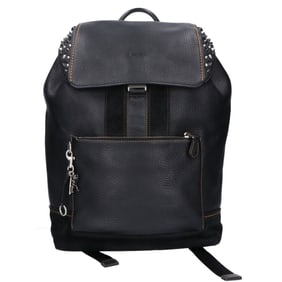 COACH 59416 Manhattan Studded Leather Backpack, Black, Men's