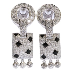 Cartier 750WG Panthère de Pavé Diamond and Onyx Earrings in White Gold for Women