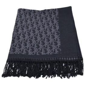 Christian Dior DIOR 92Z0001A0106 Oblique Wool Large Blanket Stole, Gray x Black, Men's