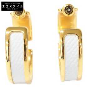 HERMES Olympe Epsom leather hoop earrings in white gold for women
