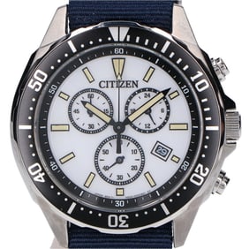 CITIZEN H500-002C602 COLLECTION White Dial Eco-Drive Chronograph Watch in Black, White, and Navy
