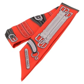 HERMES 061443S-09 HARNAIS DES PRESIDENTS Presidential Horse Harness Silk Twilly Scarf 09 ROUGE NOIR