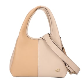 COACH CM575 Lana Colorblock Leather 2-Way Shoulder Bag in Beige and Yellow