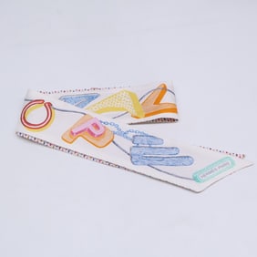 HERMES Twilly Chevaloscope Embroidered Scarf White Women's