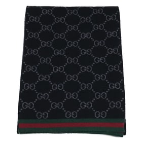 GUCCI GG logo Sherry line knit scarf in black and grey for women