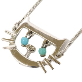 Christian Dior DIOR Turquoise Cat Motif Bracelet Silver Women's