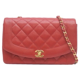 CHANEL Diana 25 Chain Shoulder Bag in Red Caviar Skin, Women's, No. 2