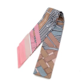 Hermes Twilly Scarf/Muffler Horse Bit Chemise Vieux Rose Green Camel