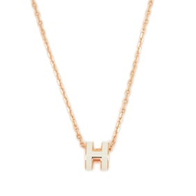 Hermes Hermès Pop H Mini Necklace in White and Rose Gold