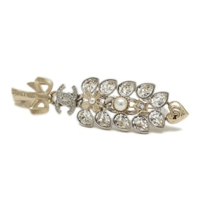 Chanel Coco Mark Brooch Metal Rhinestone Silver Gold B24K