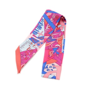 Hermes Hermès Twilly Scarf/Muffler, Nombre d'Or, Golden Number, Multicolor, 100% Silk