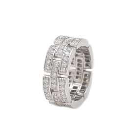 Cartier Maillon Panthère Ring, 3-row, 18K White Gold with Diamonds, #53, N47492
