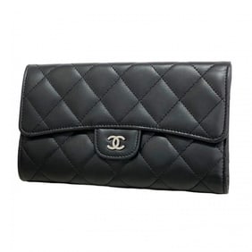Chanel Matelasse Tri-fold Long Wallet in Lambskin, Black, Women's, P1513713