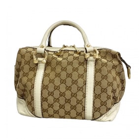 Gucci GG Canvas Handbag 189893 Brown White Champagne Women's