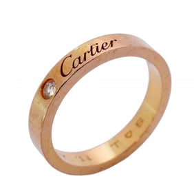 Cartier C Deux Engraved Ring, 1PD, 18KPG Pink Gold with Diamonds, #49, Women's