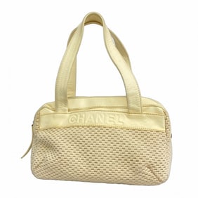 Chanel Handbag Lambskin Canvas White Women's P1567089