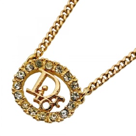 Christian Dior Oval Necklace with GP Plated Rhinestones in Gold for Women