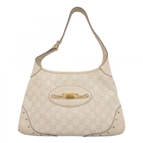 Gucci Shoulder Bag Guccissima 145778 Leather Ivory Beige Women's