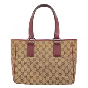 Gucci Tote Bag GG Canvas 113019 Brown Red Women's
