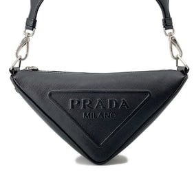 Prada Saffiano Triangle Leather Shoulder Bag, 2VH155, Black