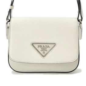 Prada Identity Shoulder Bag in Saffiano Leather (1BD249) White
