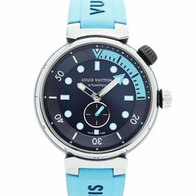 Louis Vuitton Tambour QA121Z Navy Dial Men's Watch