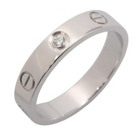 Cartier Mini Love Ring (1PD) in 18K White Gold with Diamonds, Silver or Clear, for Women, B4050500