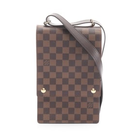 Louis Vuitton Portobello Shoulder Bag, Coated Canvas, Leather, Damier, Women's, Brown, N45271