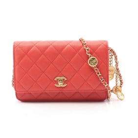 CHANEL Matelasse Shoulder Bag in Calfskin Leather, Red, Women's, A33580