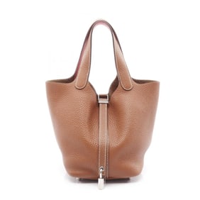 Hermes Hermès Picotin Lock PM Eclat Handbag, Leather, Taurillon Clemence Swift Women's, Brown, Pink