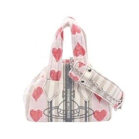 Vivienne Westwood ARCHIVE YASMINE MINI handbag, canvas, women's, white, red, multicolor, S4703000BWW