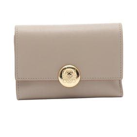 LOEWE Pebble Vertical Wallet, Small Tri-fold Leather Women's, Beige, CANBS33X01
