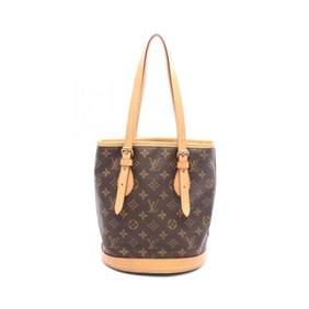 Louis Vuitton Bucket PM Handbag, Coated Canvas and Leather, Monogram, Women's, Brown, M42238
