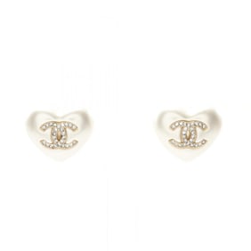 CHANEL Coco Mark earrings with gold-plated faux pearls and rhinestones. Available in white, gold,