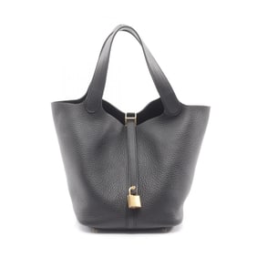 Hermes Hermès Picotin Lock MM handbag in Taurillon Clemence leather, black.