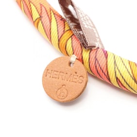 Hermes Hermès Bride de Soie choker accessory, leather and silk, women's, orange multicolor