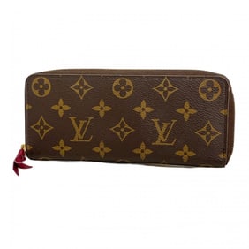 Louis Vuitton Monogram Portefeuille Clemence Long Wallet M60742 Brown Fuchsia Women's