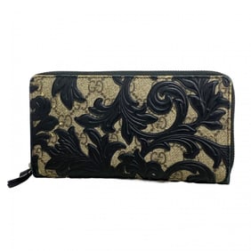 Gucci GG Supreme Arabesque Long Wallet 410102 Leather Black Brown Men's Women's