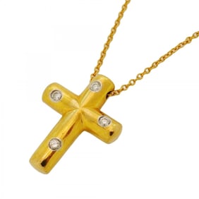 Tiffany Necklace Dots Cross 4PD 18KYG Yellow Gold Diamond Women's