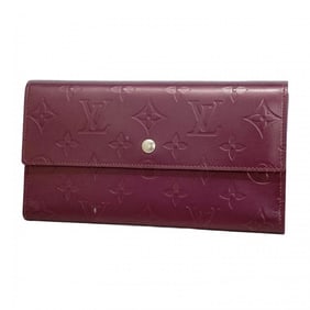 Louis Vuitton Monogram Matte Tri-fold Long Wallet Porte Tresor International M65106 Violet Women's