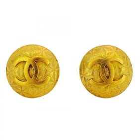 Chanel Coco Mark Circle Earrings, GP Plated Gold for Women