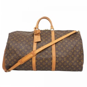 Louis Vuitton Monogram Keepall Bandouliere 60 Boston Bag M41412 Brown Men's and Women's