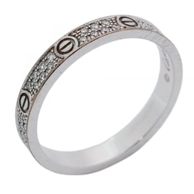 Cartier Mini Love Ring, 18K White Gold with Diamonds, #48, for Women