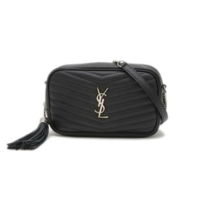Black Gold Saint Laurent Paris Lou Chain Shoulder Bag in Black Leather with Gold Hardware 612579