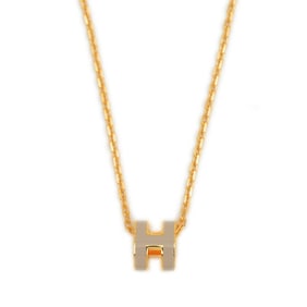 Hermes Hermès Pop H Mini Necklace in Marron Glace and Rose Gold
