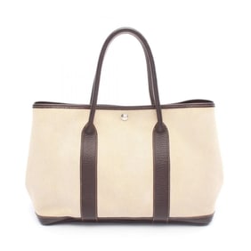 Hermes Hermès Garden Party PM Tote Bag, Canvas and Leather, Toile H, Women's, Beige Brown