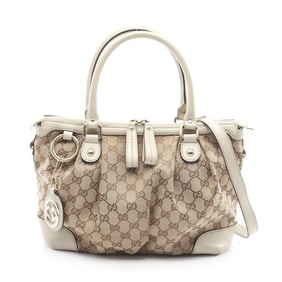 Gucci Sukey GG Canvas Handbag, and Leather, Women's, Beige Ivory, 247902