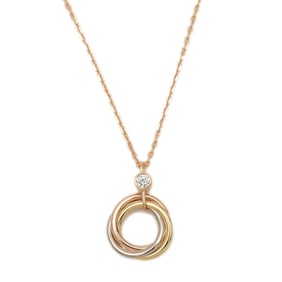 Cartier Baby Trinity Necklace with 1 Diamond, 18K Gold, Yellow and White CRB72235