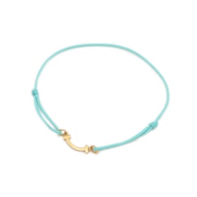 Tiffany T Smile Mini Bracelet in 18K Yellow Gold with Blue Cord