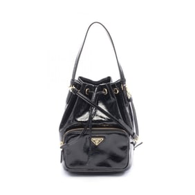 Prada Duet Bucket Bag, Handbag, Patent Leather, Naplak, Women's, Black, 1BH038_2DNT_F0002_V